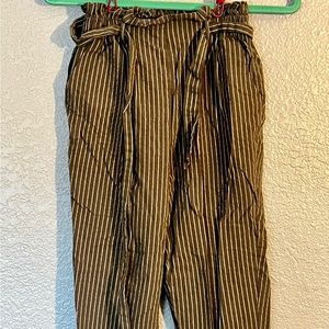 Woman’s Size Small Paperbag Forest Green with White Stripe Pants by Sienna Sky